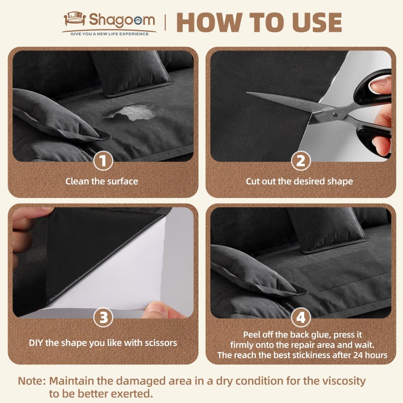 Shagoom Suede Repair Patch, Large Fabric Repair Tape, Self-Adhesive Patches for Furniture, Couch, Sofa, Car Interior, Shoes, Hand Bag, Clothing (Coffee, 3.5X79 Inch) - Image 5